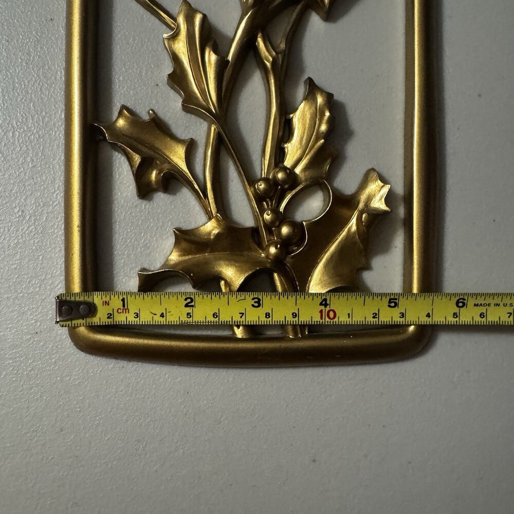 Vintage Christmas Dart Gold Holly Berries Wall Panel 1954 MCM Hollywood Regency - Picture 10 of 14